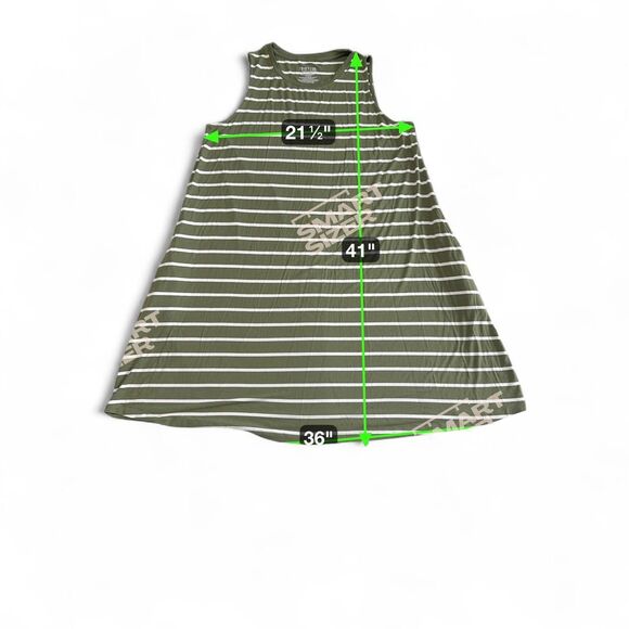 Time and Tru Striped Dress | Woman Size XXL | White & Green Rayon Blend - Picture 6 of 6